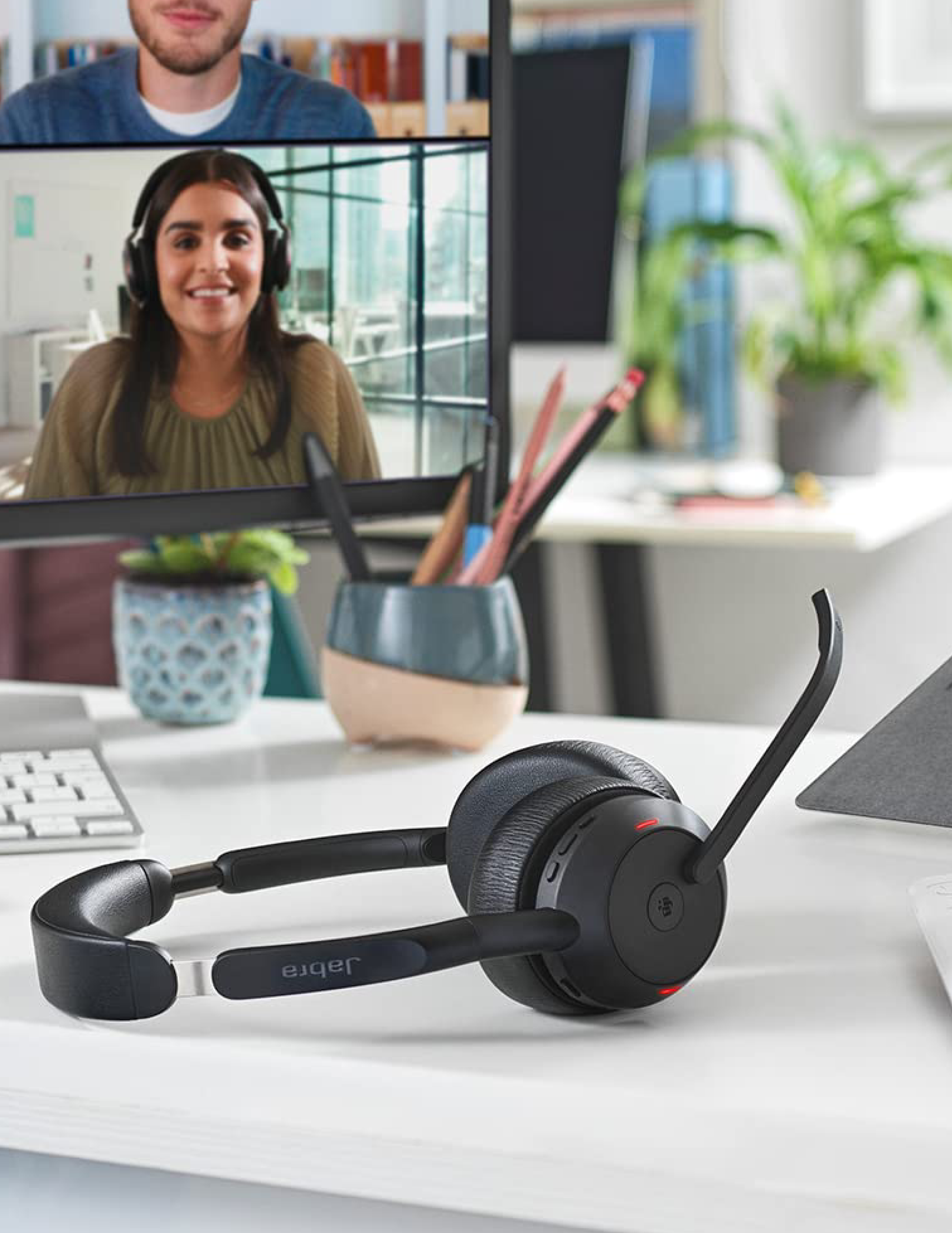 Jabra Evolve 2 55 Stereo Wireless Headset Air Comfort Technology | Noise Cancelling Mics and Active Noise Cancellation | MS Teams Certified | Works with All Other Platforms | Black
