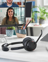 Jabra Evolve 2 55 Stereo Wireless Headset Air Comfort Technology | Noise Cancelling Mics and Active Noise Cancellation | MS Teams Certified | Works with All Other Platforms | Black