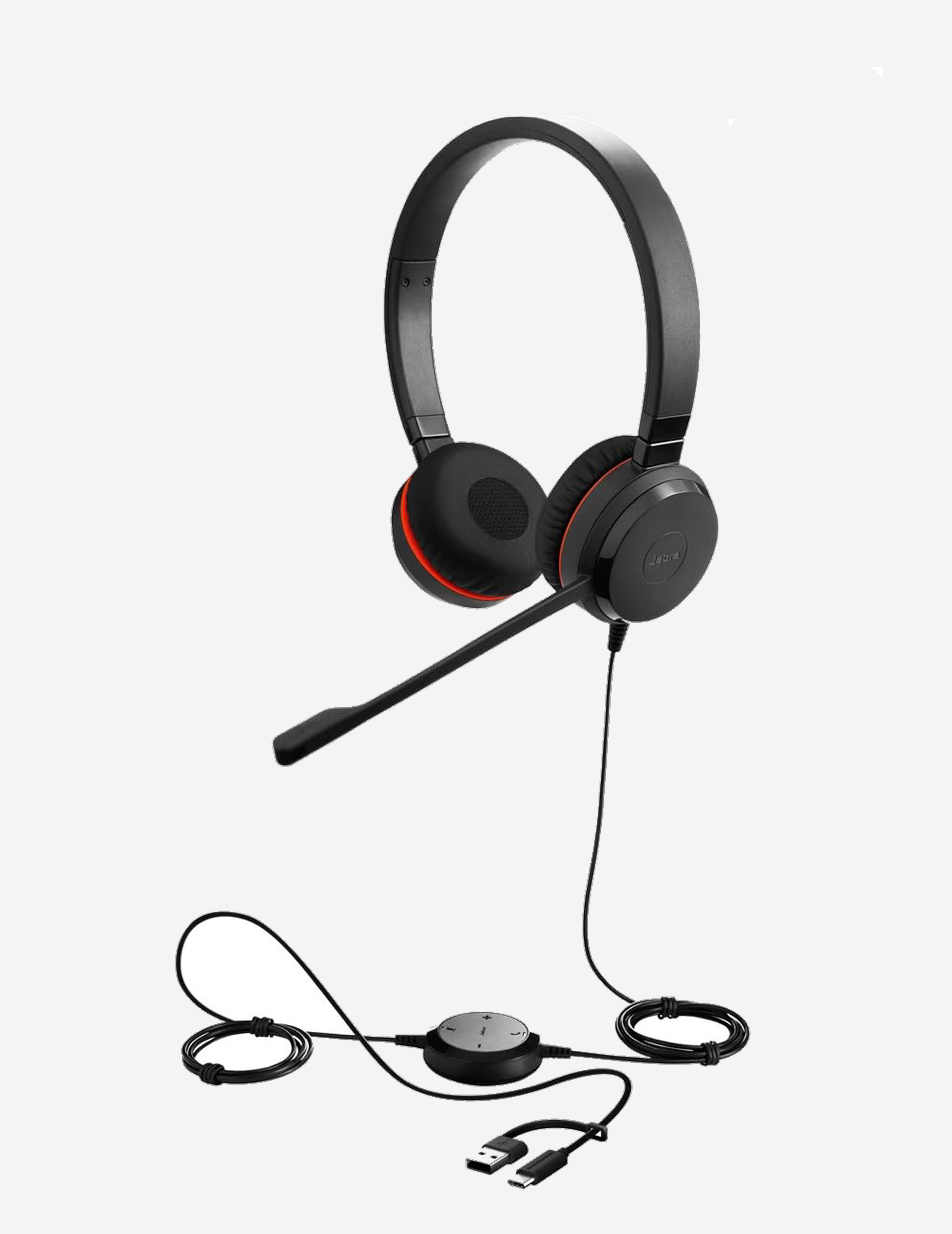 Jabra Evolve 30 II Wired Dual-Ear Headset with Mic for Work | 3.5mm Jack or USB-A/USB-C Connectivity, Computer Headset with Noise-Cancelling Microphone | Works with Online Meeting Platforms | Black
