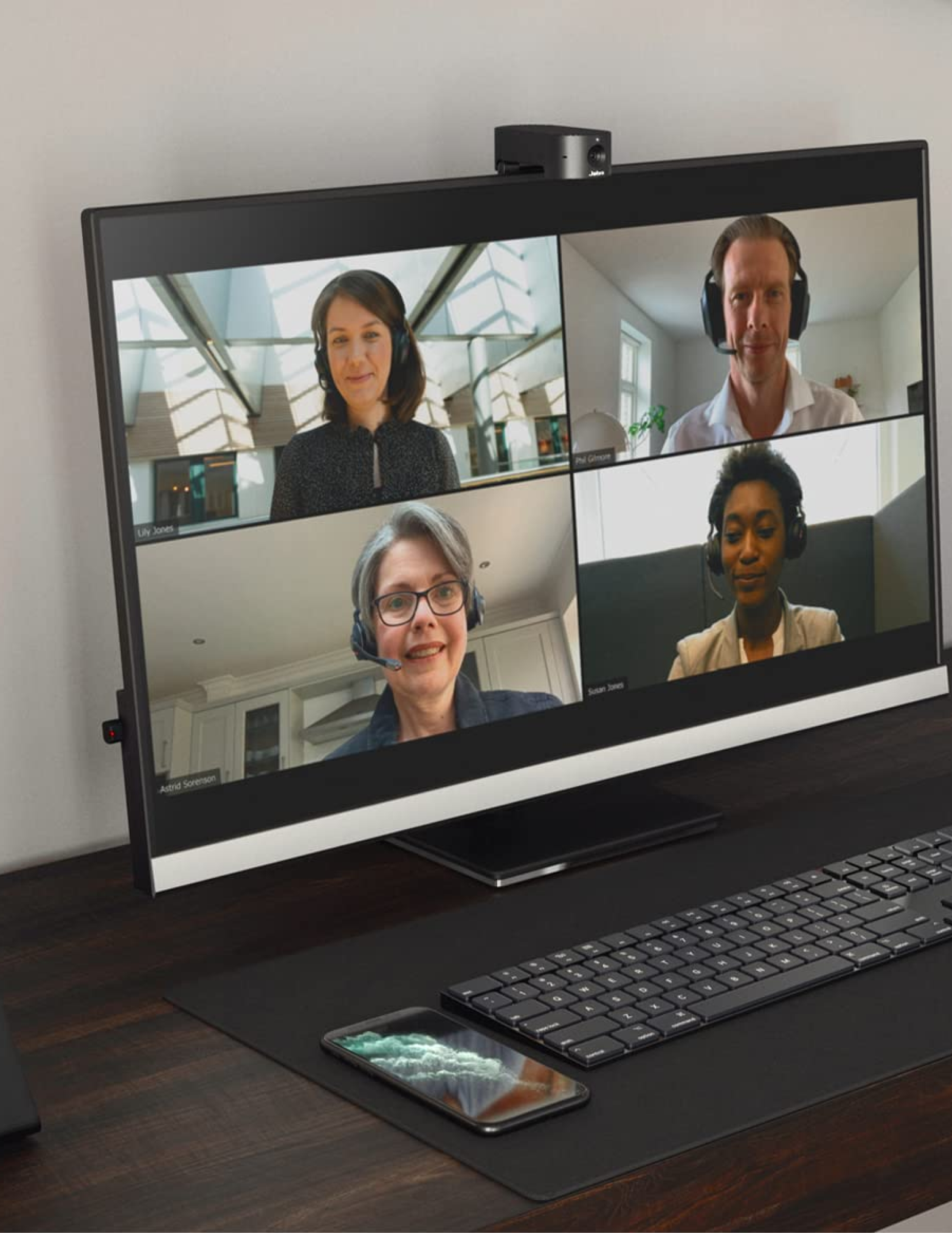 Jabra PanaCast 20 4K Video Conferencing Camera | Flexible Plug & Play Personal Video Solution Computer Webcam with AI-Powered 4K Ultra-HD, Intelligent Zoom, and Lighting Optimization | Black